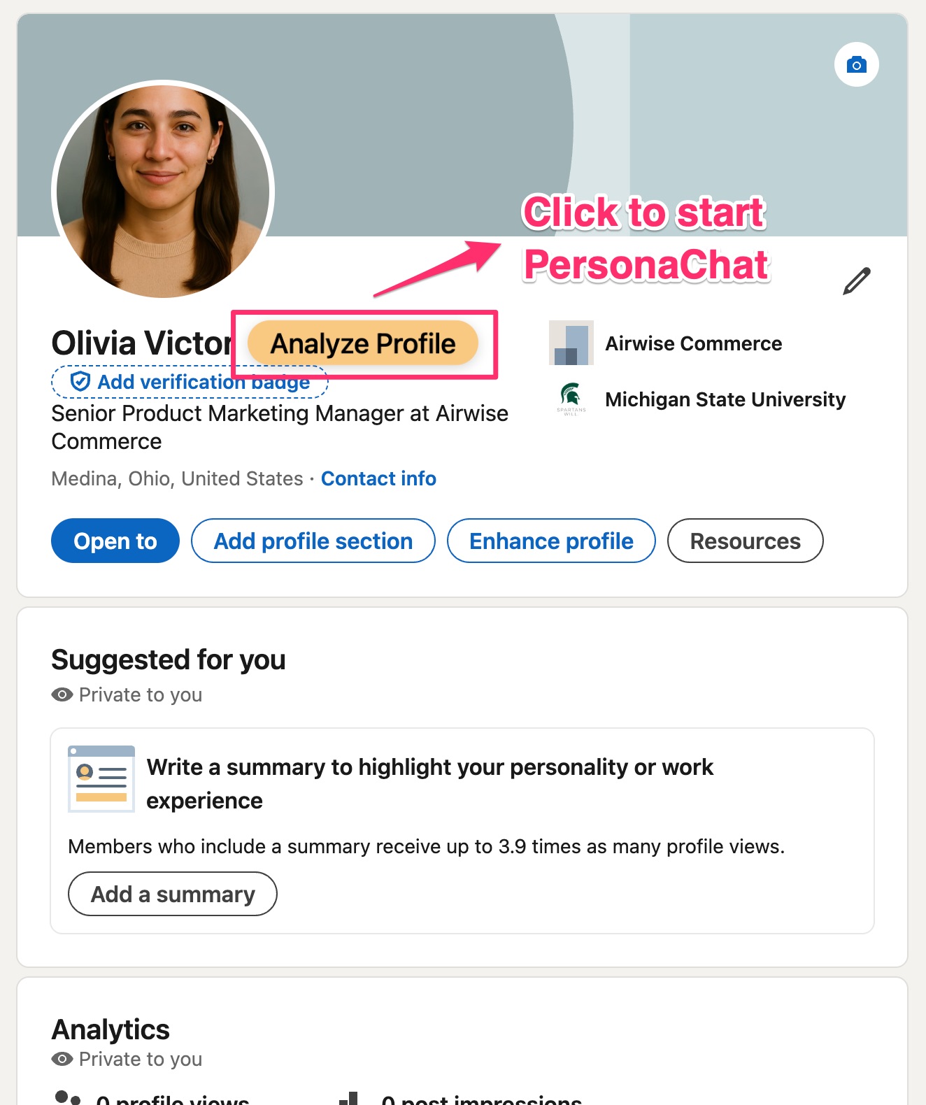 Step 2: Click Analyze Profile